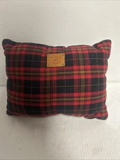Will Leather Goods Red Plaid Decorative Pillow 14" X 10" USA Holiday