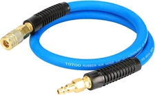 Rubber Lead-In Air Hose 3/8-Inch by 3-Feet 300 PSI Heavy Duty, Kink Resistant, A