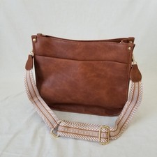 NWOT Brown Faux leather Shoulder Bag with Gold-tone Hardware  Detachable Strap