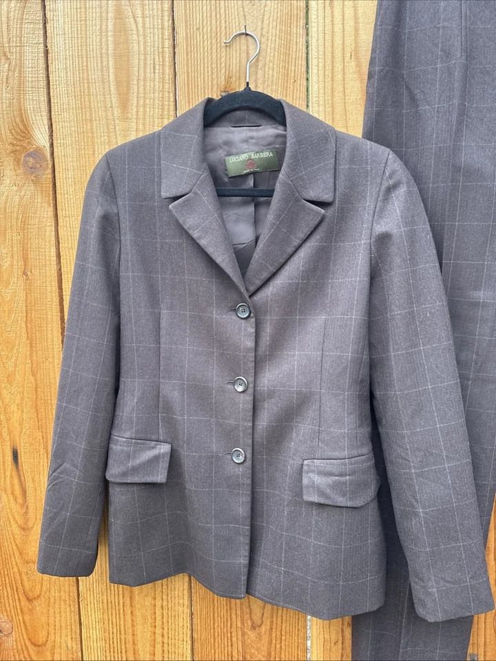 LUCIANO BARBERA 100% Lana Marrón Mujer Pantalones y Chaqueta Traje Alterado Foto 2 de 4