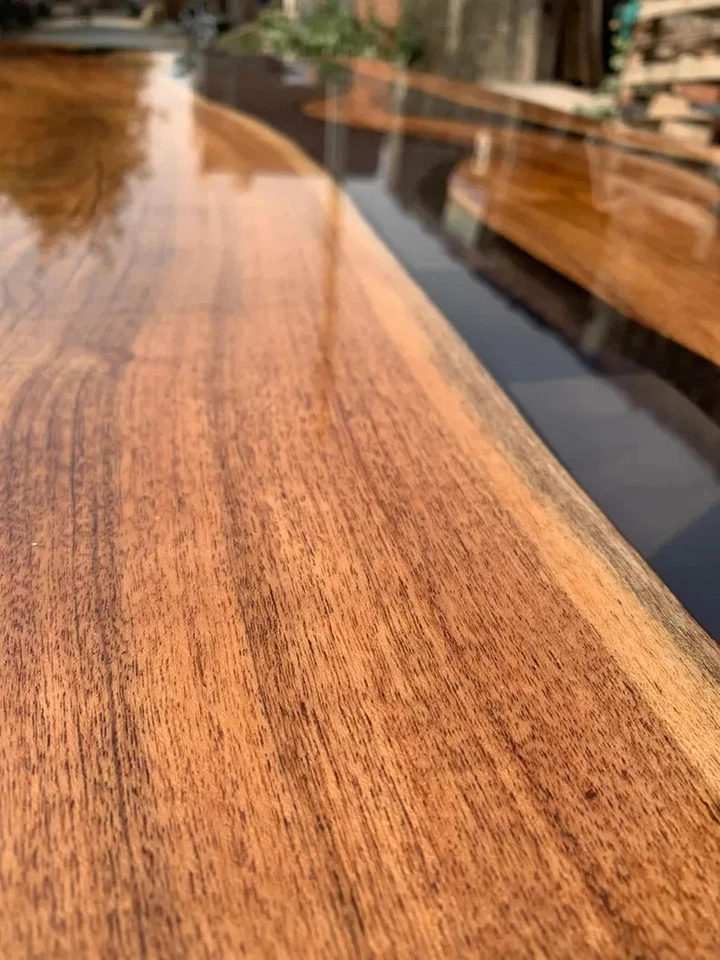 Handmade Live Edge River Dining Table Top Epoxy Resin Wood - Image 4 of 4