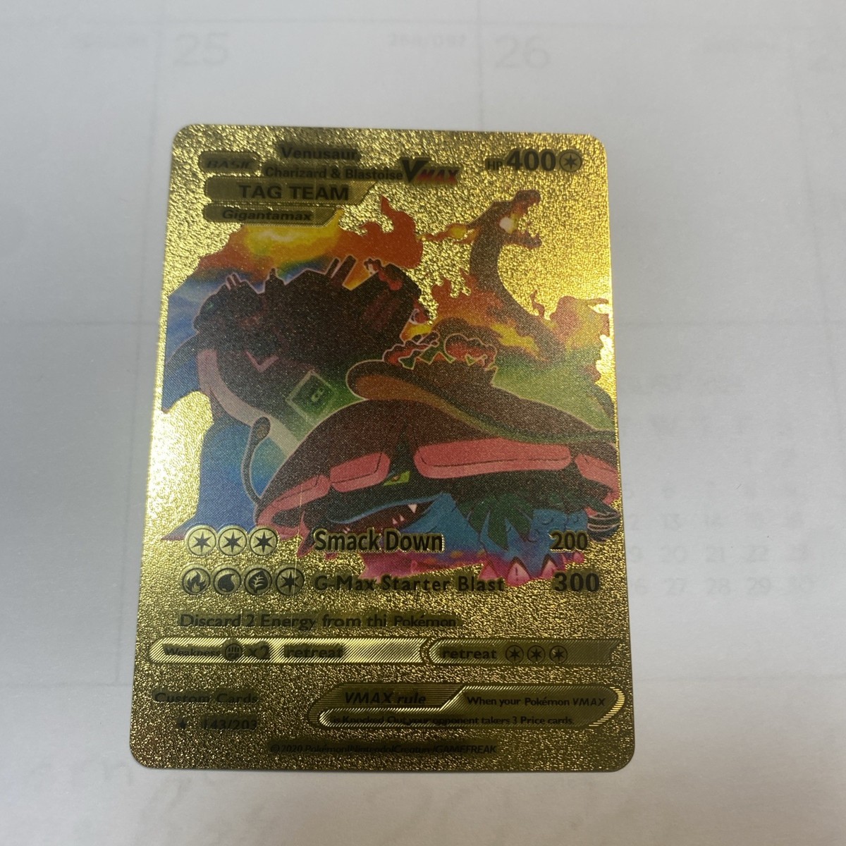 pokemon card 143 203 Venusaur, Charizard Blastoise VMAX 400HP Gold Foil Fan Art Card 143/203  🔥🔥🔥