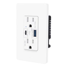Dual USB Type-C Wall Outlet Charger Tamper Resistant Electrical Receptacle Plate