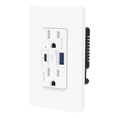 Dual USB Type-C Wall Outlet Charger Tamper Resistant Electrical Receptacle Plate
