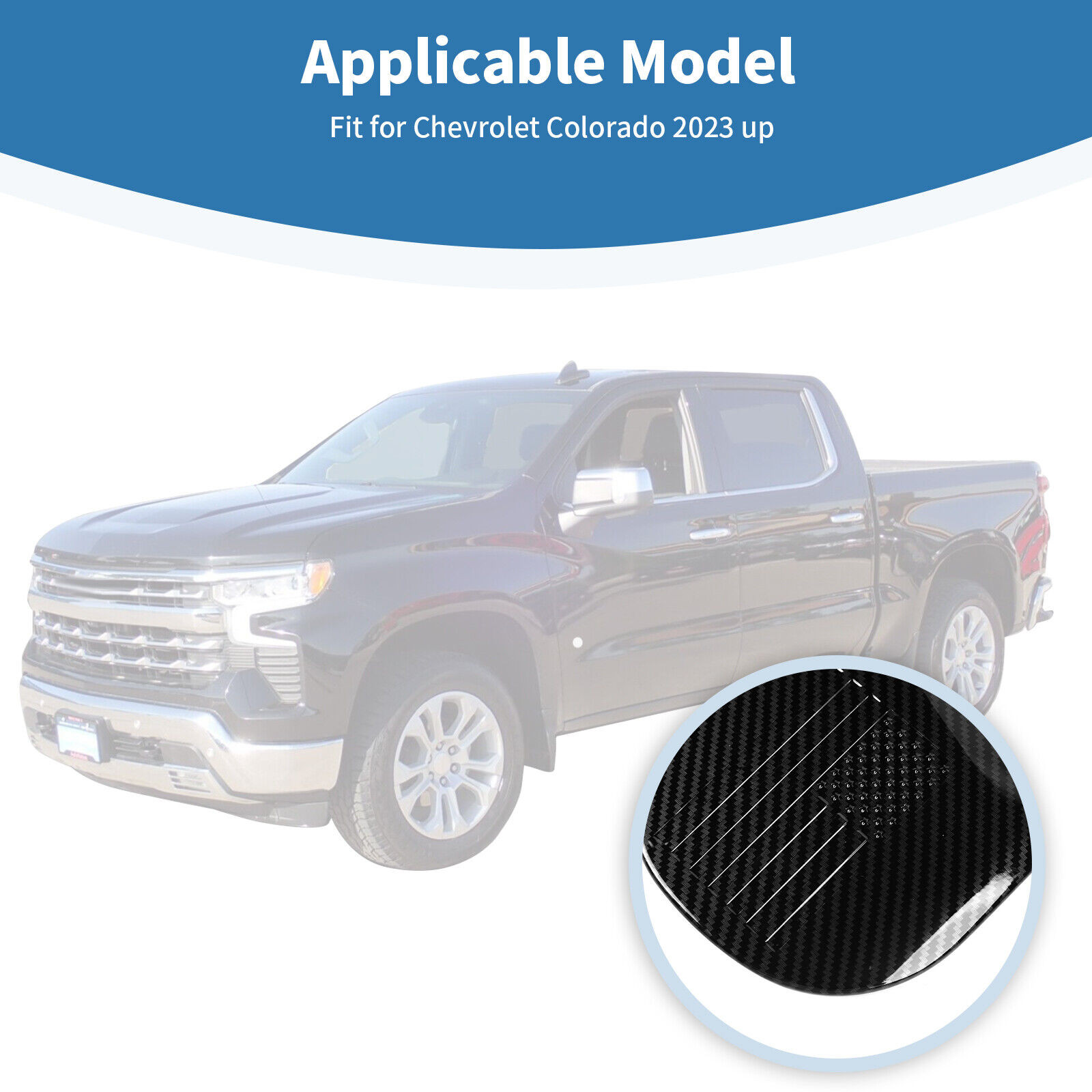 For Chevy Colorado CANYON 2023+ Fuel Tank Gas Door Bezel Cap Cover Carbon Fiber