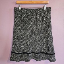 Size 12 Gap Vintage Y2K Acrylic Wool Tweed A-Line Knee Length Tulip Hem Skirt