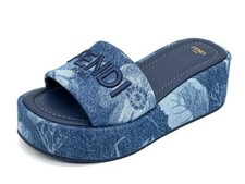 FENDI Sunshine Logo Sea Garden Denim Platform...