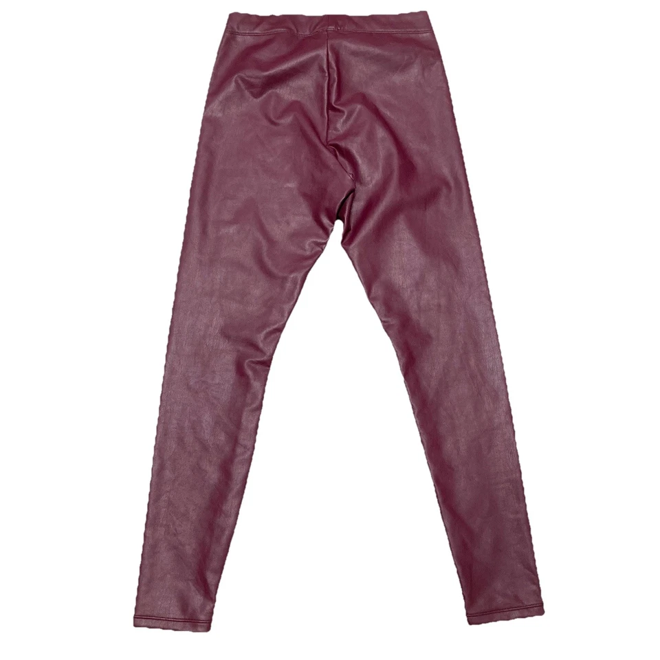 EXPRESS Faux Leather Leggings Women’s Size S/P Burgundy Maroon Fleece Lined - Image 4 of 4