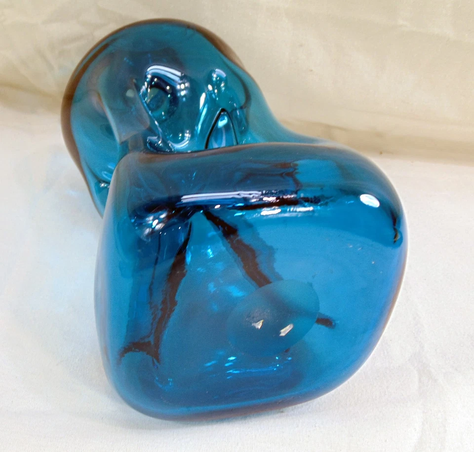 Jarrón jarra pellizcado vintage Kastrup Holmegaard KLUK KLUK azul MCM Foto 3 de 4