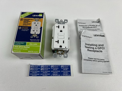 #ad Leviton GFCI Outlet 20A 125V White GFNT2 KW $15.95