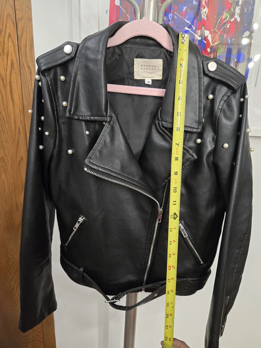 Hannah Banana Girls Motorcycle Jacket Butterfly Pearl Faux Leather