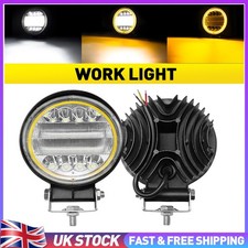 2x LED Work Light Bar Light Driving Offroad Car Truck SUV W/ Amber DRL Ring 12V