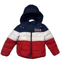 LEVIS HOODED PUFFER JACKET, Sz XS (3-4 Yrs) RED WHITE & BLUE