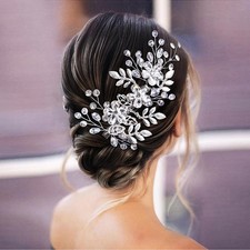 Rhinestone Wedding Hair Comb Pearls and Crystal Bridal Hair Piece Wedding Flo...