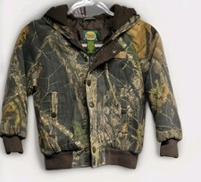 Cabela's Jacket Kids' Small Camo Hooded Quilt Lined Jacket Some Wear See Pic