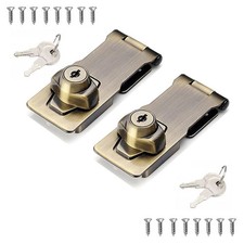 2 Packs Keyed Hasp Locks Twist Knob Keyed Locking Hasp for Small Doors, Cabin...