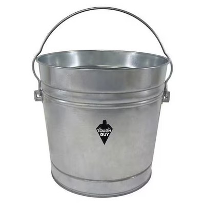 10 Gal Round Trash Can, Silver, Galvanized Steel, 2Pyw5