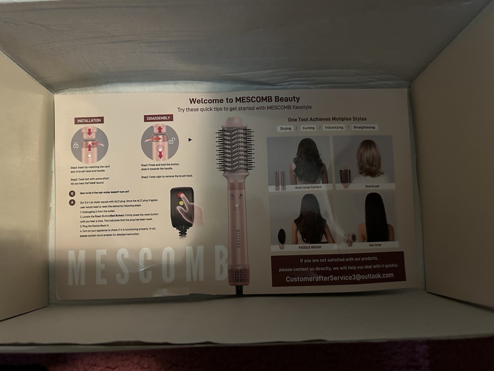 5 in 1 Hair Dryer Brush Fast Blow Dry & Curling Styling Tool Included Travel Bag