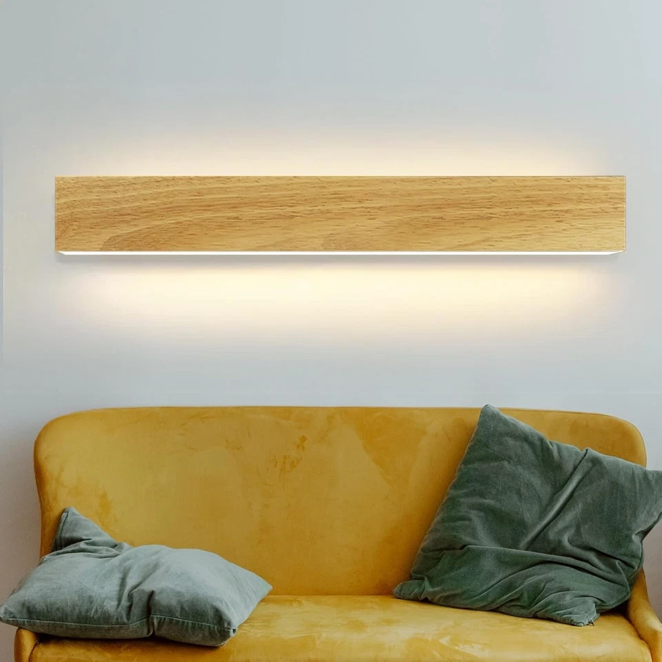 LED Wandleuchte Holz Wandlampe 100cm 16W innen Warmweiß Innenbeleuchtung Vintage - Bild 3 von 4