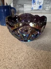 Bowl LE Smith Iridescent Amethyst Vintage Sawtooth Hobstar Daisy 8x5"