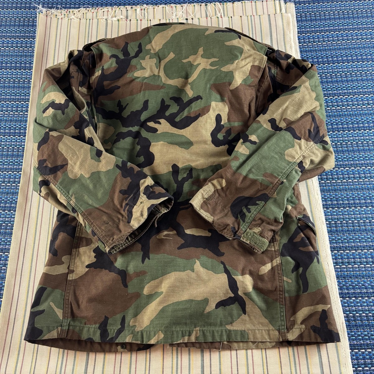 Vintage US Army M-65 Field Jacket Mens Medium Long Woodland Camo 