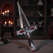 Fantasy Skull Dagger Prop Red Gem Gothic Cosplay Knife Resin Plastic Decor