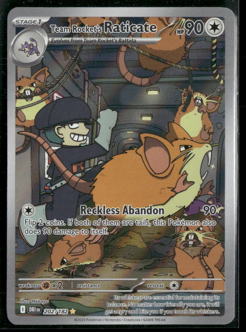 POKEMON TCG TRADING CARD Destined Rivals 202/182 Team Rocket's Raticate HOLO E01