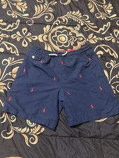 Polo Ralph Lauren Boys Navy Blue Red All Over Pony Swim Trunks Shorts Size XL