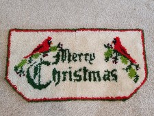  A11 Vintage Christmas Merry Christmas Birds Latch Hook Rug / Wall Hanging Deco