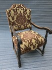 19th Century Antique Wooden Chair French Design Details Wood Upholstered Fancy — photo 2