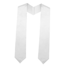 Graduation Stole,Plain Graduation Sash Unisex Adults Graduation Stole White