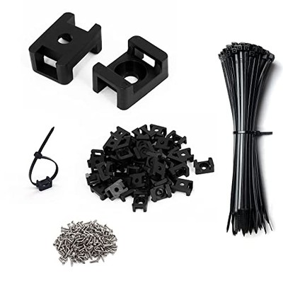 Cable Zip Tie Mounts Kit - 120 Set Wire Cable Clips Organizer 8'' - 120 Set