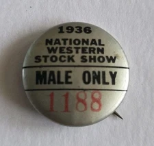 1936 National Western Stock Show Male Only Button Pin
