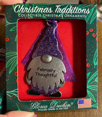 Metal Purple February Gnome THOUGHTFUL Christmas Ornament Gloria Duchin USA 2024