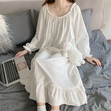Ladies Pyjamas Victorian Vintage Long Sleeve Nightdress Girls Nightgown Dress