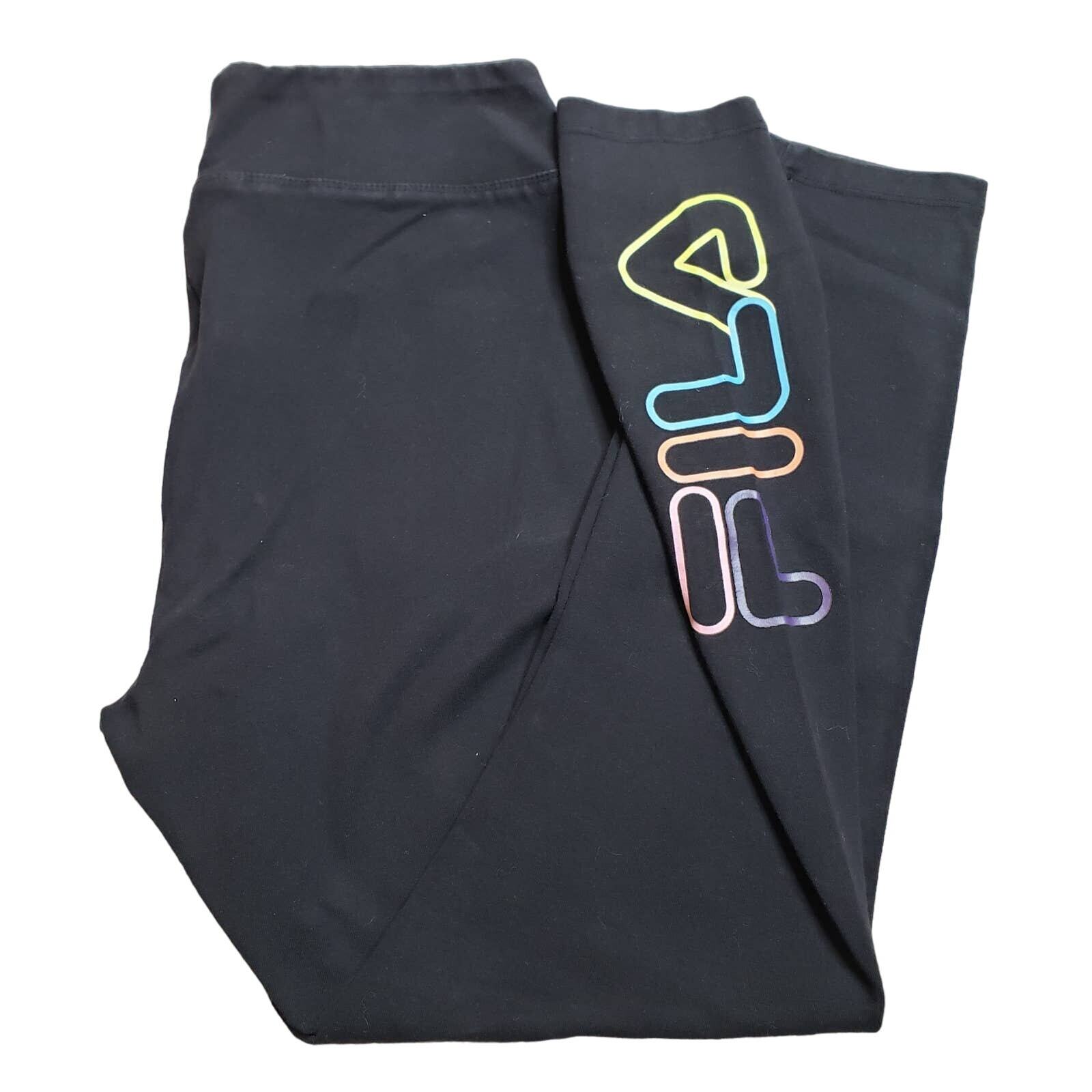 Fila leggings donna sportivi cropped nero taglia media