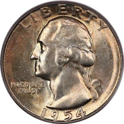 1954-S PCGS MS66 Superb Gem BU Washington Quarter- Lustrous, Mint Set Color, OBH