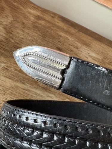 32" Black Leather Belt ONXY by BRIGHTON Western Style BELTS w/Golf Accents - Picture 5 of 9