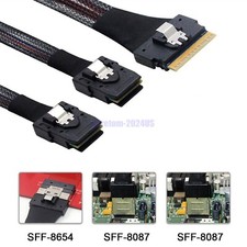 Slimline SAS Slim 4.0 SFF-8654 8i 74pin to Dual SFF-8087 Mini SAS Cable 50cm