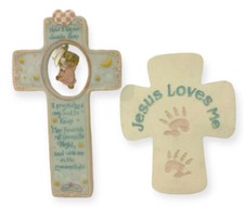 Baby Girl Wall Hanging Nursery Decor Pink Crosses Religious Christian Lot Of 2