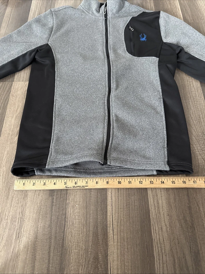Spyder Thermal Fleece Sweater Jacket Boys XL 18/20 Zip-up Gray Embroidered Logo - Image 2 of 4