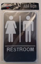 Cosco ADA RESTROOM Self Adhesive Sign with Braille 9" X 6"