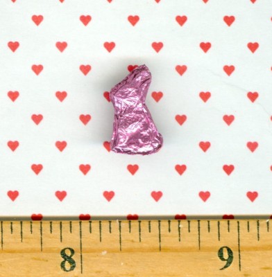 DOLLHOUSE Miniature size Sue's Foil Covered Easter Bunny PINK