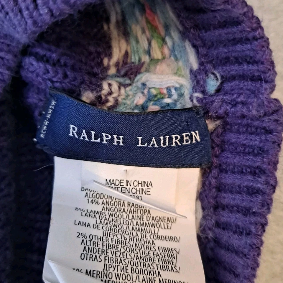 Lauren Ralph Lauren Beanie  Cable Knit Wool Angora Cotton Blend Fair Isle Beanie - Image 3 of 4