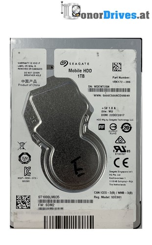 Seagate ST1000LM035 - 1 TB - SATA - 1RK172-286 - PCB 100809471 Rev. A *