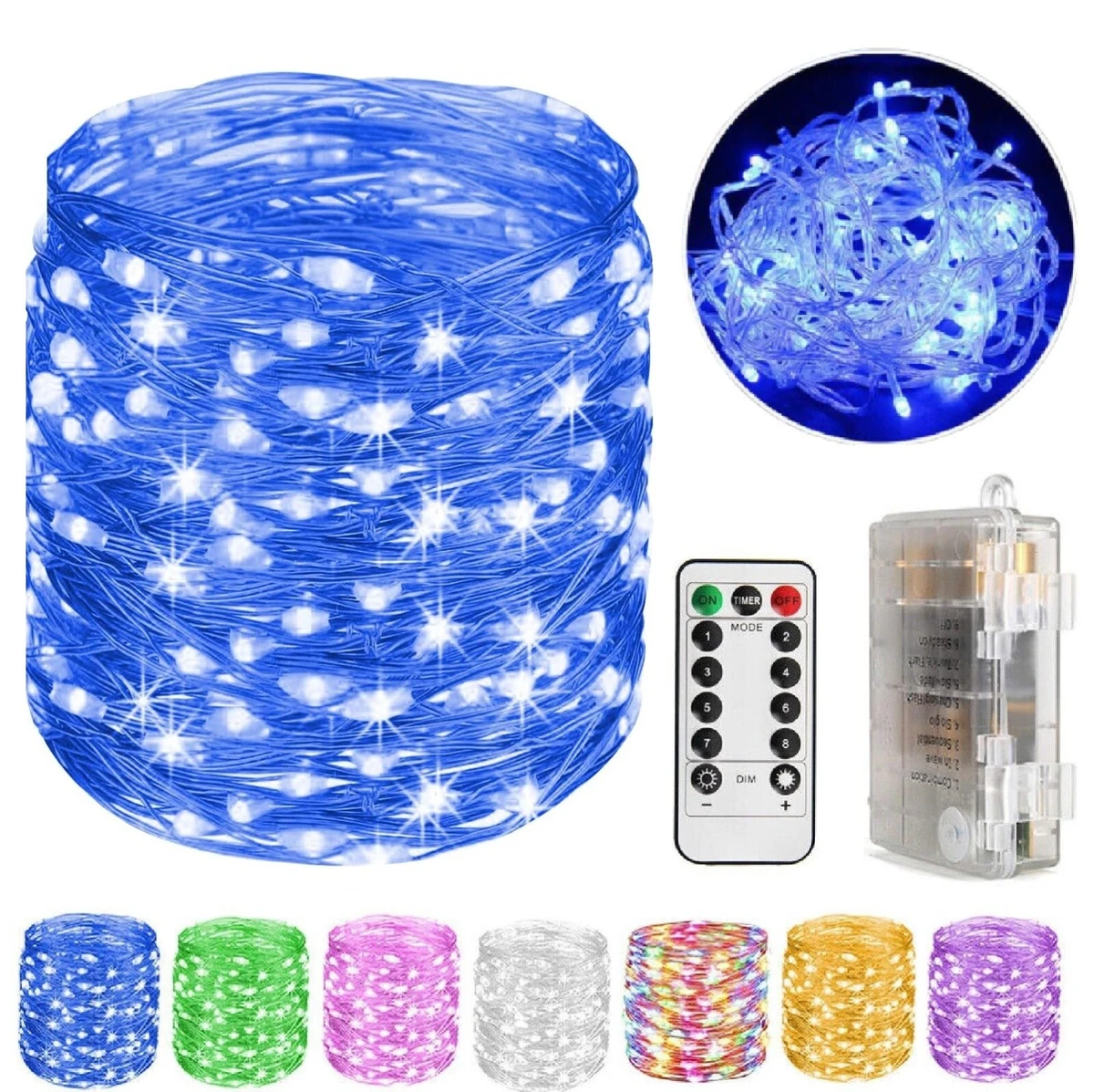 Fairy Lights Battery Operated with Remote Control Timer Waterproof Copper  Wire