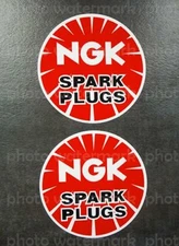 2x NGK Spark Plug Stickers Vinyl Decals Motocross MX Emblem Race Truck Sponsor 