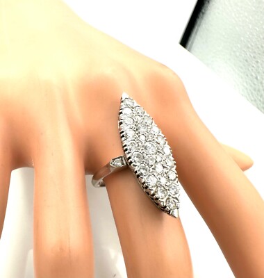 Bague Alliance Or Blanc 18 Carats - Marquise En Diamants 2,60 Carats - Taille 56, 6,82 G
