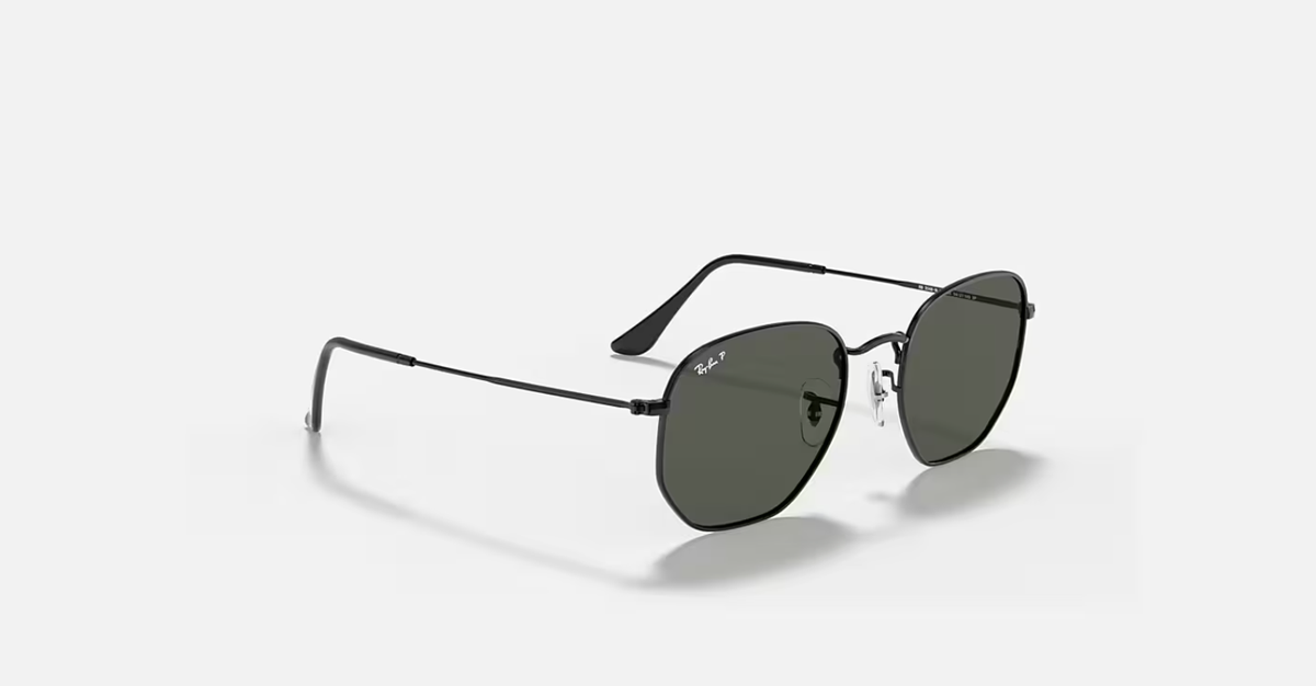 Ray-Ban Hexagonal Black/G-15 Green Polarized 54 mm Sunglasses