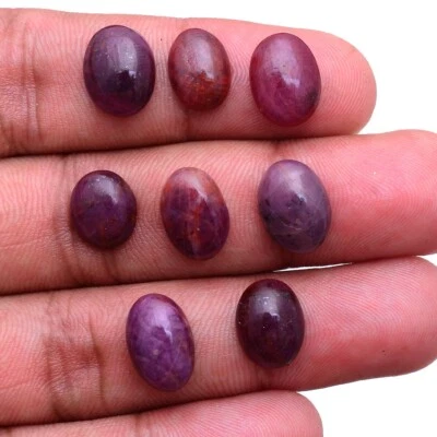 8 Stück Natürlicher Afrikanischer Rubin Nicht Erhitzt 10.30mm-12.88mm Cabochon - Bild 1 von 4